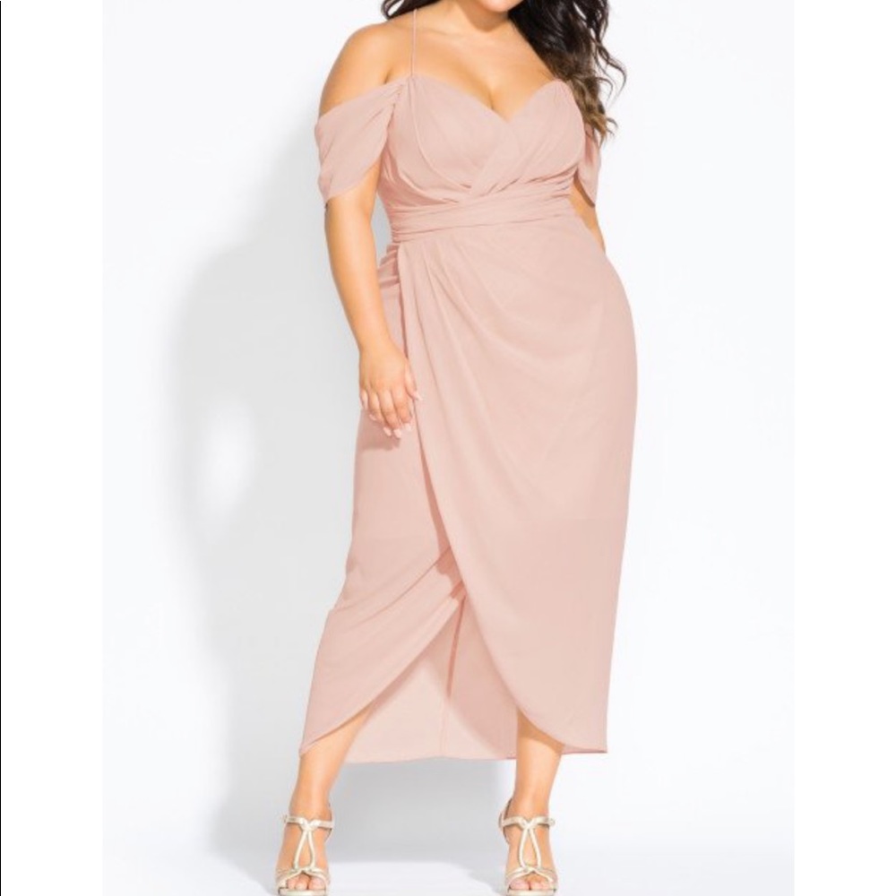 Elegant Pink Off-Shoulder Dress